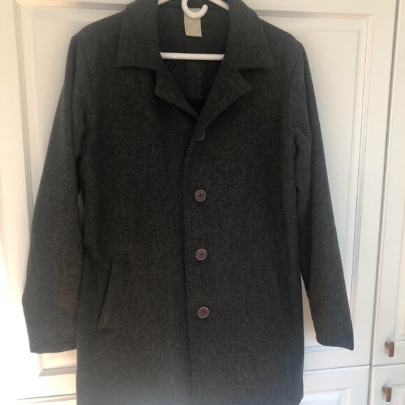 Men's (unisex) American Apparel Charcoal Grey Wool Coat - Picture 2 of 2